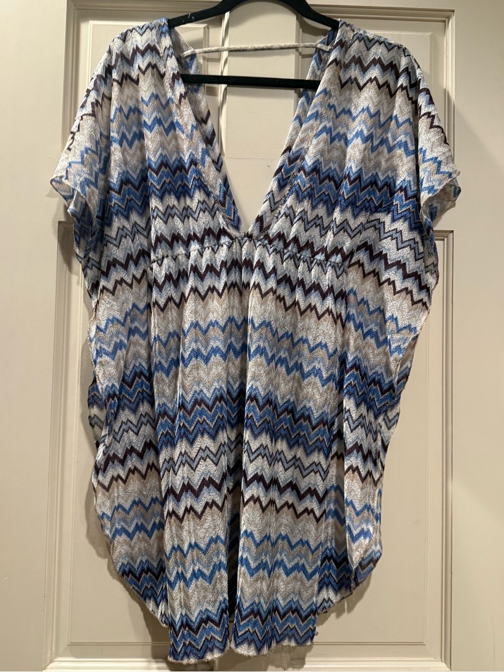 Elif by Jordan Taylor Blue and Brown Chevron Missoni -StyleTunic/cover-up